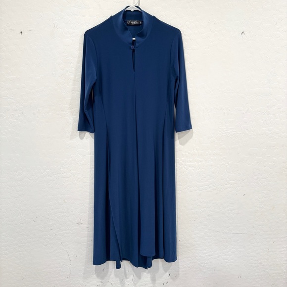 Sympli Midi Dress Womens 6 Blue Long Sleeve Cutout Lagenlook - Picture 1 of 10